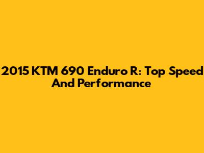 2015 KTM 690 Enduro R: Top Speed And Performance