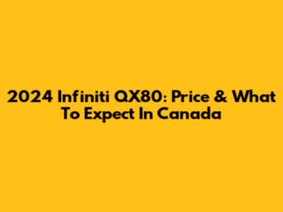 2024 Infiniti QX80: Price & What To Expect In Canada