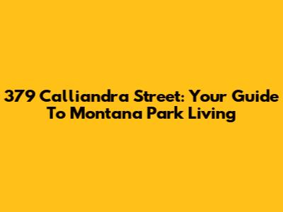 379 Calliandra Street: Your Guide To Montana Park Living