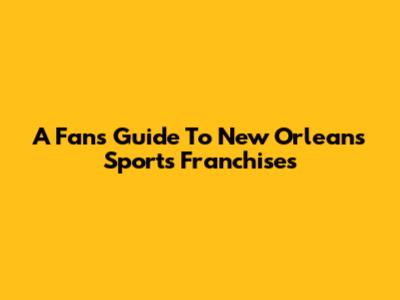 A Fan's Guide To New Orleans Sports Franchises