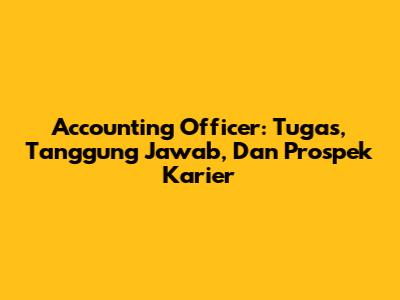 Accounting Officer: Tugas, Tanggung Jawab, Dan Prospek Karier