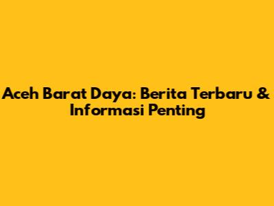 Aceh Barat Daya: Berita Terbaru & Informasi Penting
