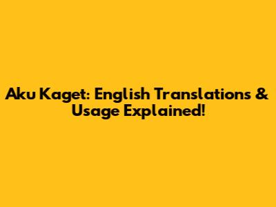 Aku Kaget: English Translations & Usage Explained!