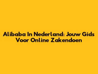 Alibaba In Nederland: Jouw Gids Voor Online Zakendoen