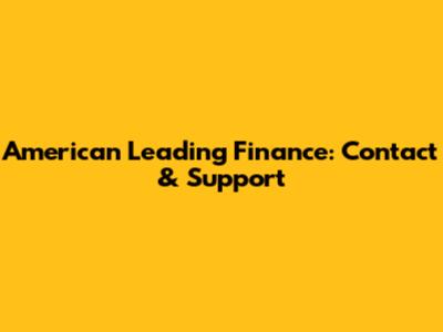 American Leading Finance: Contact & Support