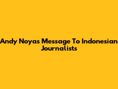 Andy Noya's Message To Indonesian Journalists
