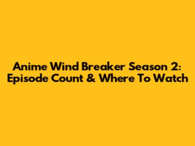 Anime Wind Breaker Season 2: Episode Count & Where To Watch
