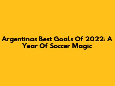 Argentina's Best Goals Of 2022: A Year Of Soccer Magic