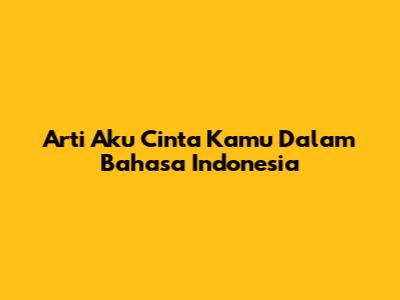 Arti "Aku Cinta Kamu" Dalam Bahasa Indonesia