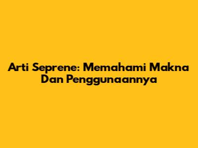 Arti Seprene: Memahami Makna Dan Penggunaannya