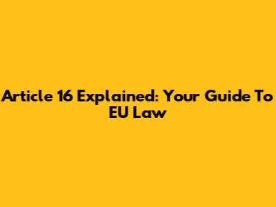 Article 16 Explained: Your Guide To EU Law