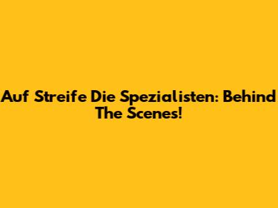 Auf Streife Die Spezialisten: Behind The Scenes!