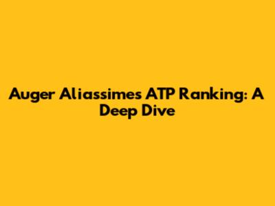 Auger Aliassime's ATP Ranking: A Deep Dive