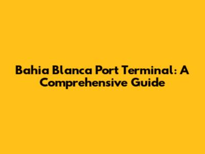 Bahia Blanca Port Terminal: A Comprehensive Guide