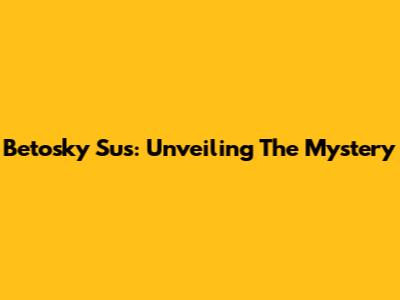 Betosky Sus: Unveiling The Mystery