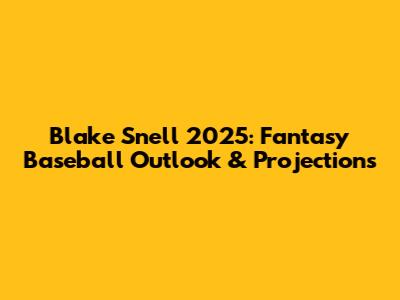 Blake Snell 2025: Fantasy Baseball Outlook & Projections