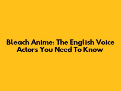 Bleach Anime: The English Voice Actors You Need To Know