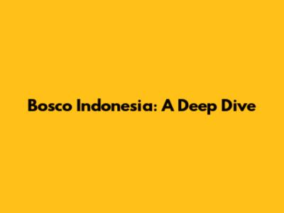 Bosco Indonesia: A Deep Dive