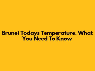 Brunei Today's Temperature: What You Need To Know