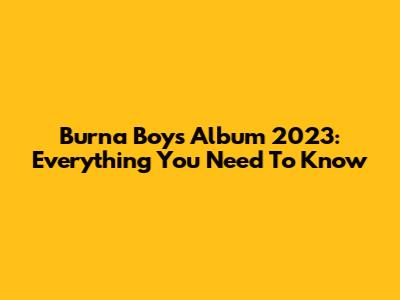 Burna Boy's Album 2023: Everything You Need To Know