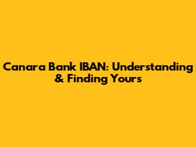 Canara Bank IBAN: Understanding & Finding Yours