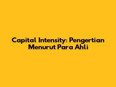 Capital Intensity: Pengertian Menurut Para Ahli