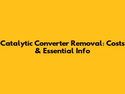 Catalytic Converter Removal: Costs & Essential Info