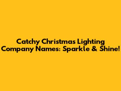 Catchy Christmas Lighting Company Names: Sparkle & Shine!