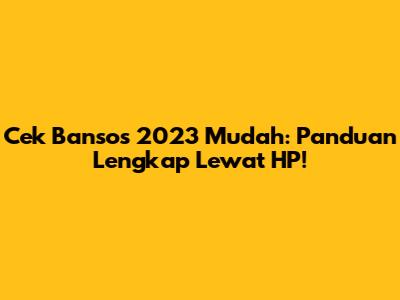 Cek Bansos 2023 Mudah: Panduan Lengkap Lewat HP!