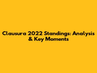 Clausura 2022 Standings: Analysis & Key Moments