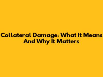 Collateral Damage: What It Means And Why It Matters