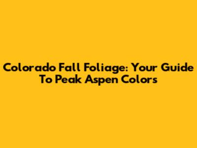 Colorado Fall Foliage: Your Guide To Peak Aspen Colors