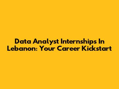 Data Analyst Internships In Lebanon: Your Career Kickstart
