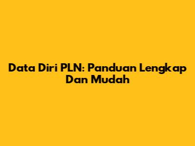 Data Diri PLN: Panduan Lengkap Dan Mudah