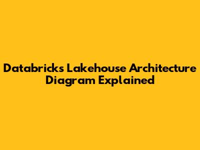 Databricks Lakehouse Architecture Diagram Explained