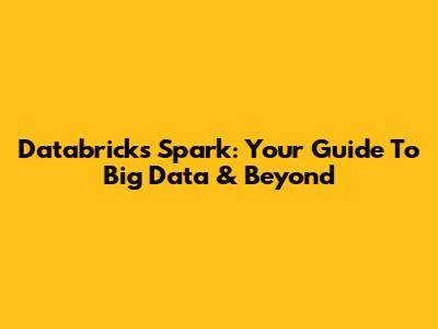 Databricks Spark: Your Guide To Big Data & Beyond