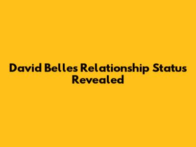 David Belle's Relationship Status Revealed