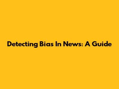 Detecting Bias In News: A Guide