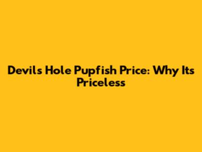 Devil's Hole Pupfish Price: Why It's Priceless