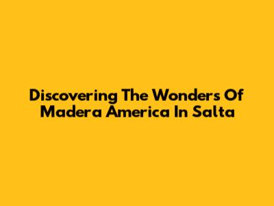 Discovering The Wonders Of Madera America In Salta