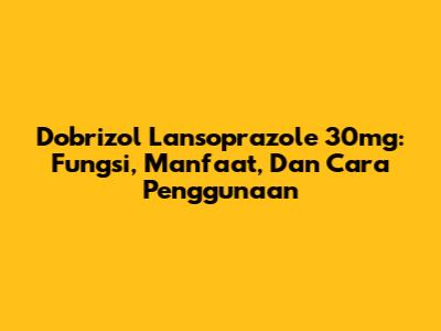 Dobrizol Lansoprazole 30mg: Fungsi, Manfaat, Dan Cara Penggunaan