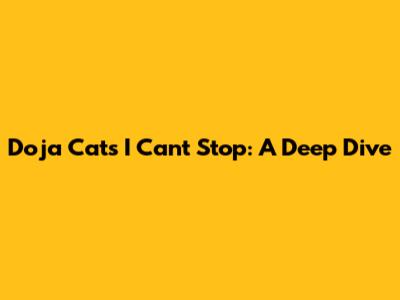 Doja Cat's "I Can't Stop": A Deep Dive