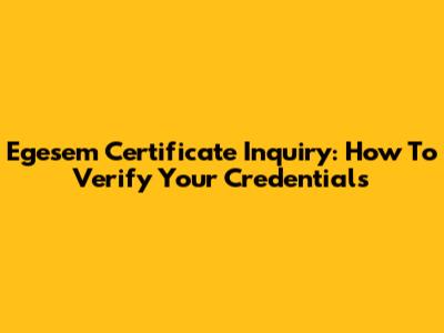 Egesem Certificate Inquiry: How To Verify Your Credentials