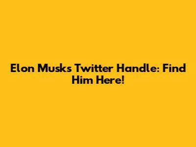 Elon Musk's Twitter Handle: Find Him Here!