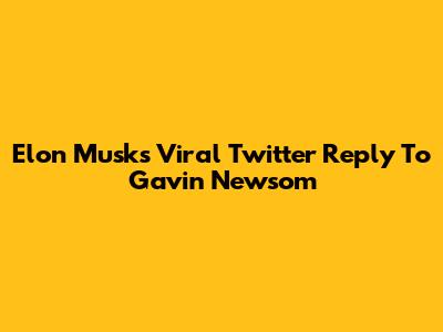 Elon Musk's Viral Twitter Reply To Gavin Newsom