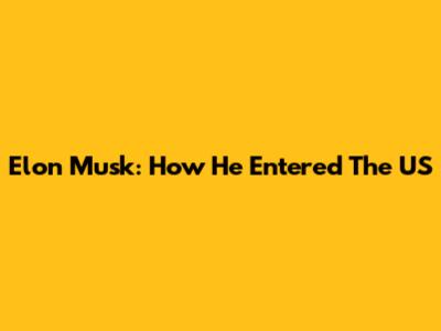 Elon Musk: How He Entered The US