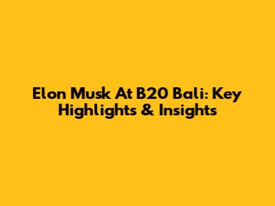 Elon Musk At B20 Bali: Key Highlights & Insights