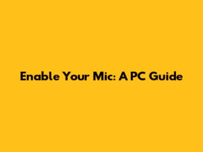 Enable Your Mic: A PC Guide