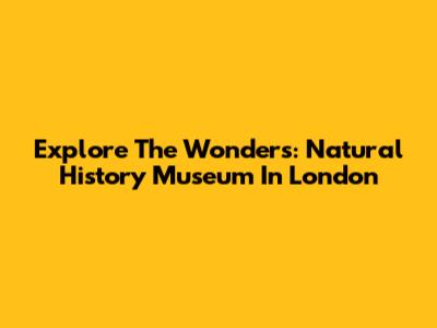Explore The Wonders: Natural History Museum In London