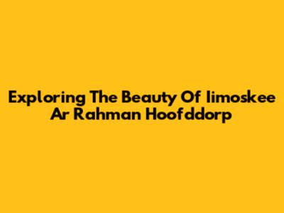 Exploring The Beauty Of Iimoskee Ar Rahman Hoofddorp